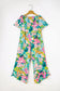 Riviera jumpsuit - green mix tropical print strapless ruffled - bottoms/jumpsuits & rompers