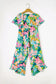 Riviera jumpsuit - green mix tropical print strapless ruffled - bottoms/jumpsuits & rompers