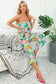 Riviera jumpsuit - green mix tropical print strapless ruffled - bottoms/jumpsuits & rompers