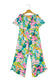 Riviera jumpsuit - green mix tropical print strapless ruffled - bottoms/jumpsuits & rompers