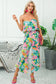 Riviera jumpsuit - green mix tropical print strapless ruffled - bottoms/jumpsuits & rompers