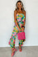 Riviera jumpsuit - green mix tropical print strapless ruffled - bottoms/jumpsuits & rompers