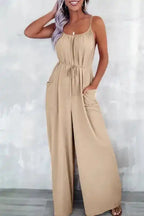 Riviera Wide Leg Jumpsuit with Pockets - Fashionfitz