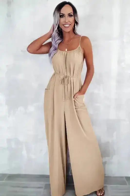 Riviera Wide Leg Jumpsuit with Pockets - Fashionfitz