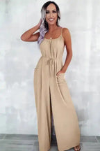 Riviera Wide Leg Jumpsuit with Pockets - Fashionfitz