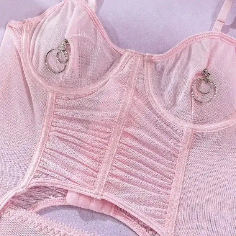 Romantic Tulle Bustier and Skirt Lingerie Set - Fashionfitz