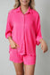 Rose 3/4 sleeves pleated shirt and high waist shorts lounge set - loungewear