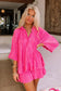 Rose 3/4 sleeves pleated shirt and high waist shorts lounge set - loungewear