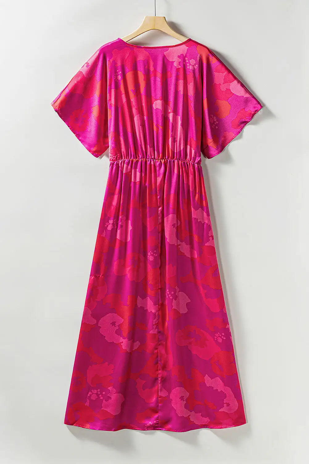 Rose abstract floral print v neck dolman maxi dress - dresses
