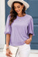 Rose bubble half sleeves ribbed knit top - t-shirts