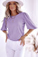 Rose bubble half sleeves ribbed knit top - t-shirts