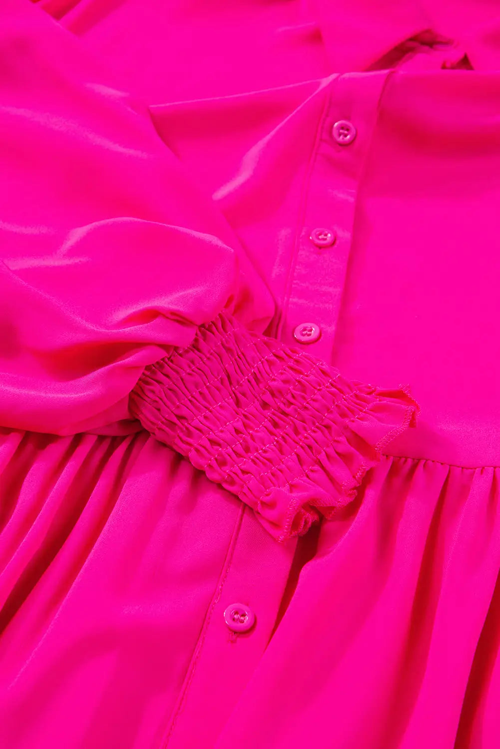 Rose bubble sleeve shirt maxi dress - dresses