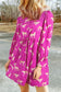 Rose cheetah print drawstring tunic shirt dress - dresses