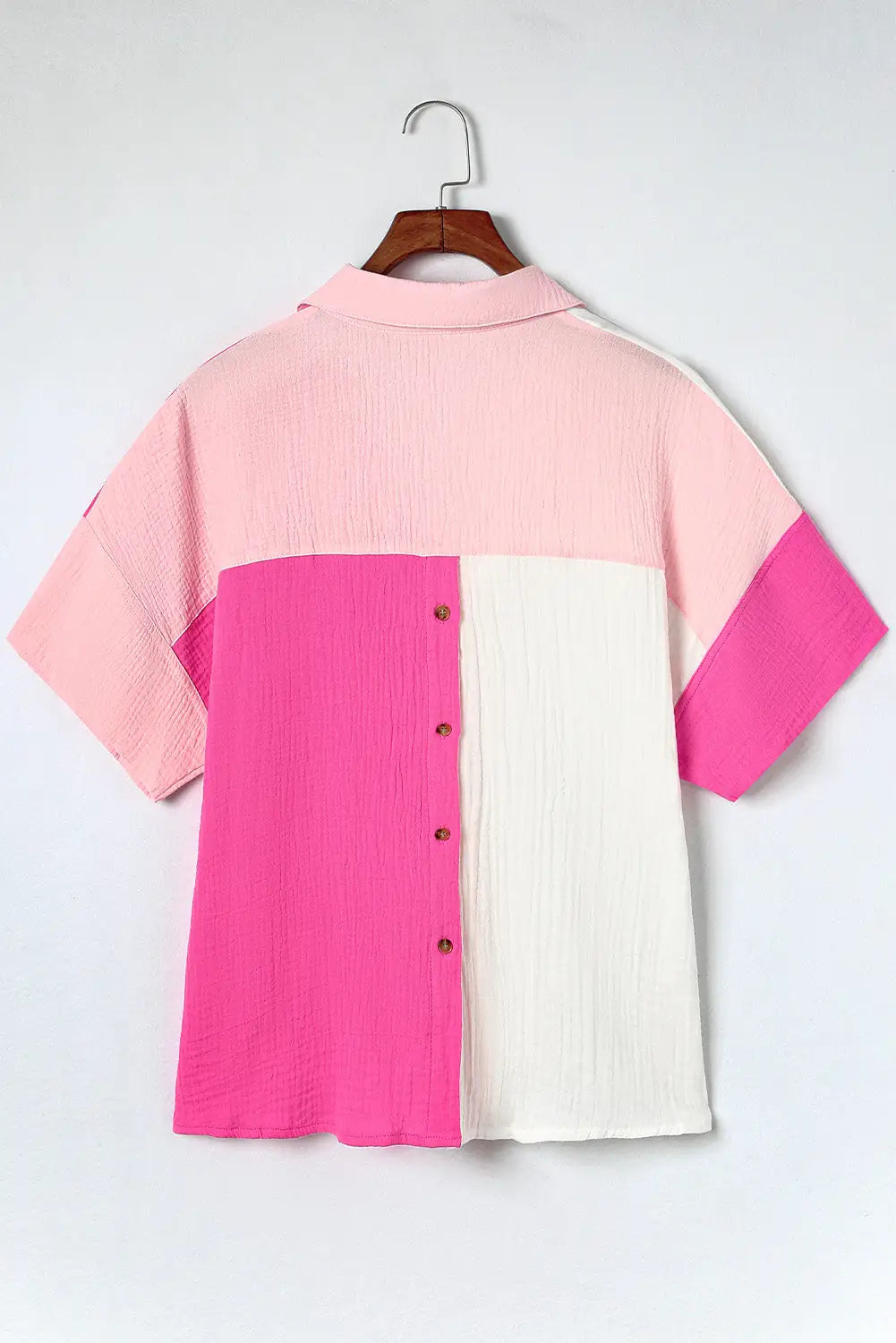 Rose collared neck color block polo shirt - tops
