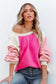 Rose colorblock long sleeve pullover fleece sweatshirt - sweatshirts & hoodies