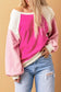 Rose colorblock long sleeve pullover fleece sweatshirt - sweatshirts & hoodies