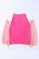 Rose colorblock long sleeve pullover fleece sweatshirt - sweatshirts & hoodies