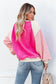 Rose colorblock long sleeve pullover fleece sweatshirt - sweatshirts & hoodies