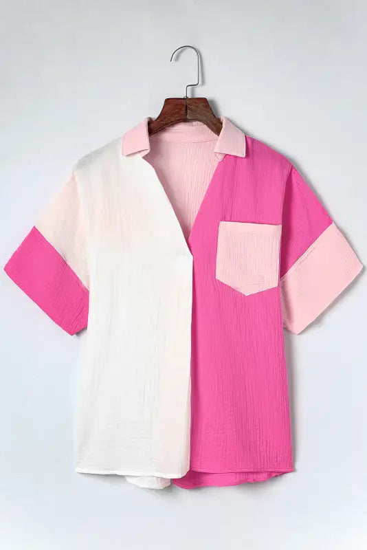 Rose color-block polo shirt - t-shirts