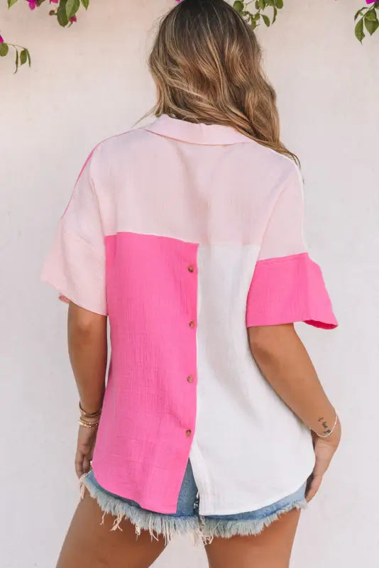 Rose color-block polo shirt - t-shirts