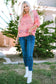 Rose colorful stripes 3/4 sleeve loose sweater - sweaters & cardigans