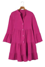Rose Crinkled Tiered Shirt Dress - Fashionfitz