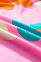 Rose Cute Flower Print Bracelet Sleeve Top - Fashionfitz