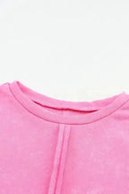 Rose Exposed Seamed High Low Raw Edge Sweatshirt - Fashionfitz