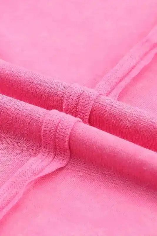 Rose Exposed Seamed High Low Raw Edge Sweatshirt - Fashionfitz