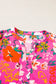 Rose floral blouse - split v-neck puff sleeve - blouses