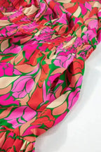 Rose Floral Maxi Dress - Short Sleeve Smocked Waist - Fashionfitz
