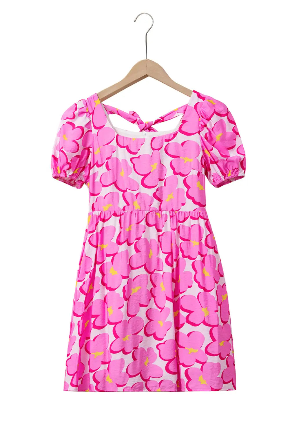 Rose floral print square neck empire waist flowy dress - dresses/floral dresses