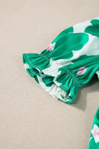 Rose Floral Puff Sleeve Blouse - Fashionfitz