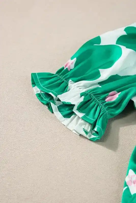 Rose Floral Puff Sleeve Blouse - Fashionfitz