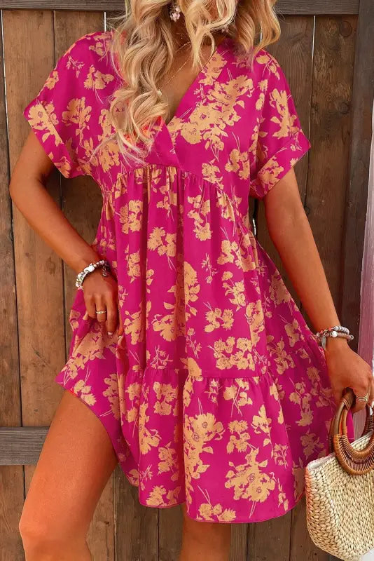 Rose floral smock dress - s / 100% polyester - dresses/floral dresses