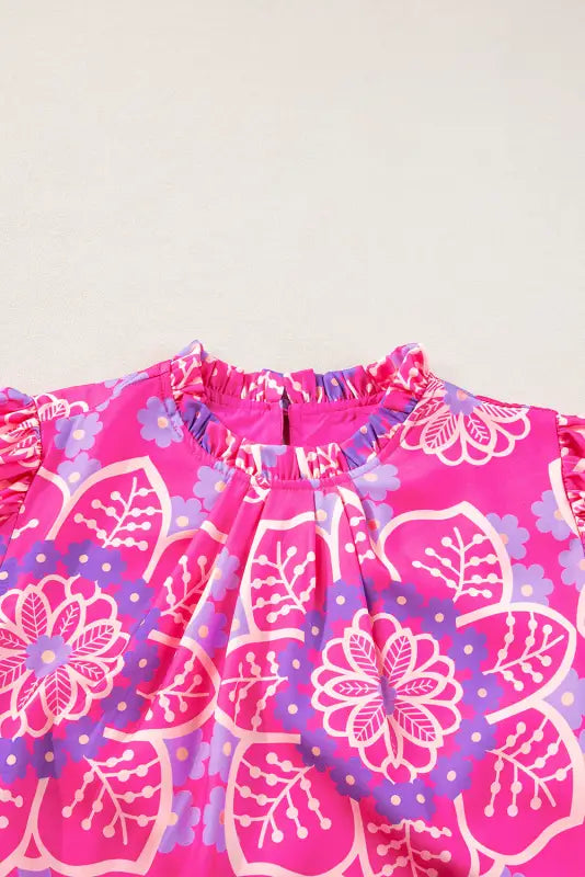 Rose floral smocked blouse - blouses