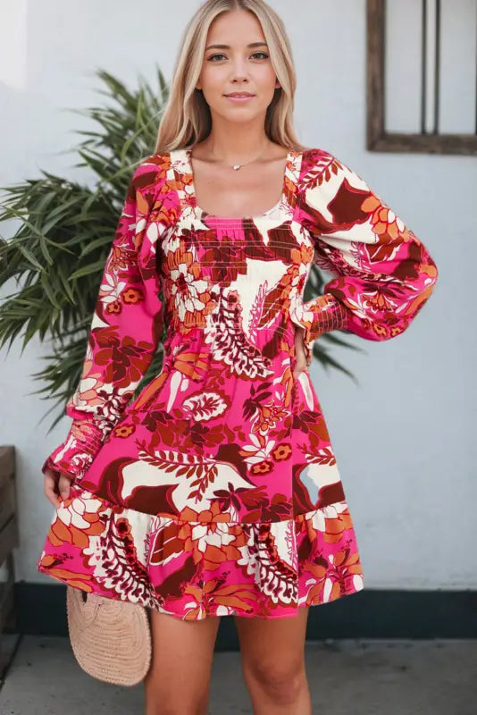 Rose floral smocked dress - dresses