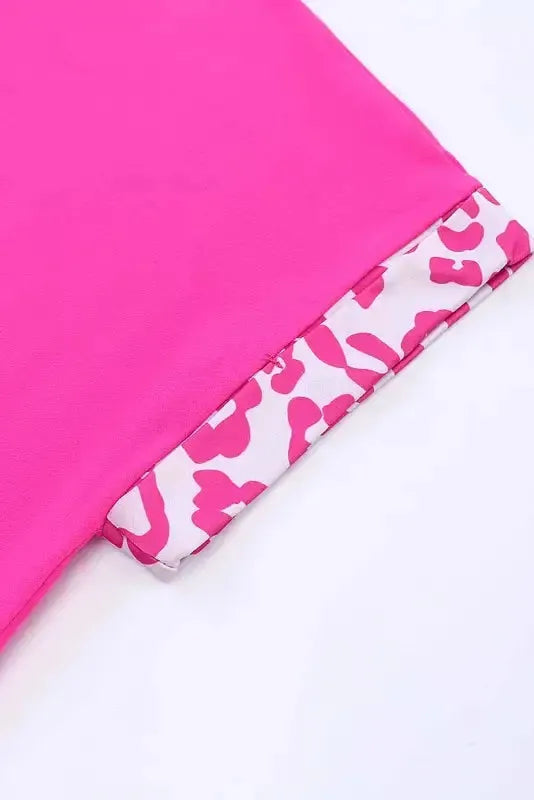 Rose Half Leopard Patchwork Top - Fashionfitz