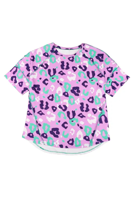 Rose leopard kiss print plus size short sleeve tee