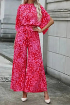 Rose Leopard Loose Jumpsuit - Fashionfitz