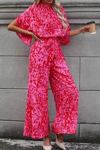 Rose Leopard Loose Jumpsuit - Fashionfitz