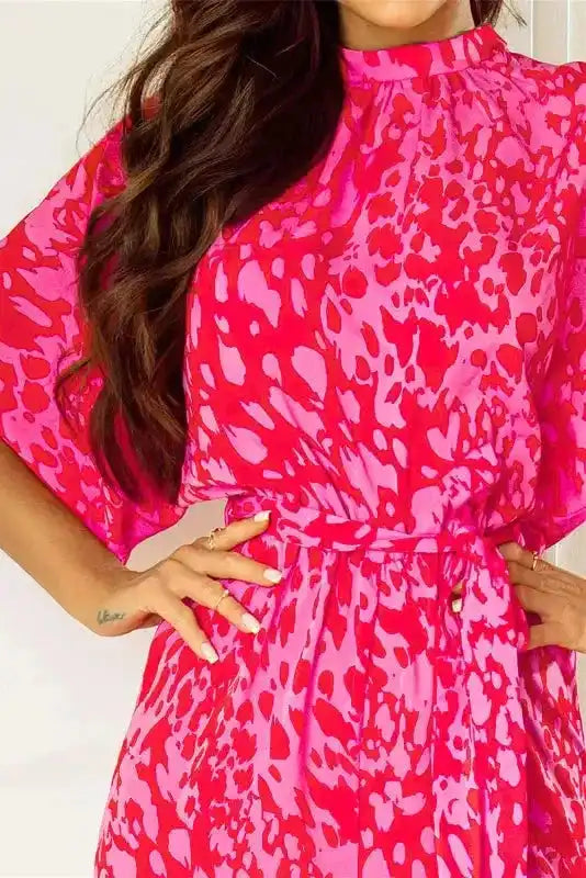 Rose Leopard Loose Jumpsuit - Fashionfitz