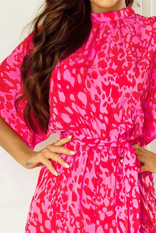 Rose leopard loose jumpsuit - jumpsuits