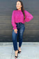 Rose Leopard Shirred Puff Sleeve Flowy Blouse - Fashionfitz