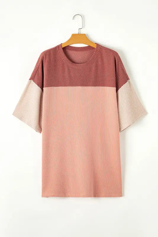 Rose pink plus size ribbed t-shirt - tops & tees