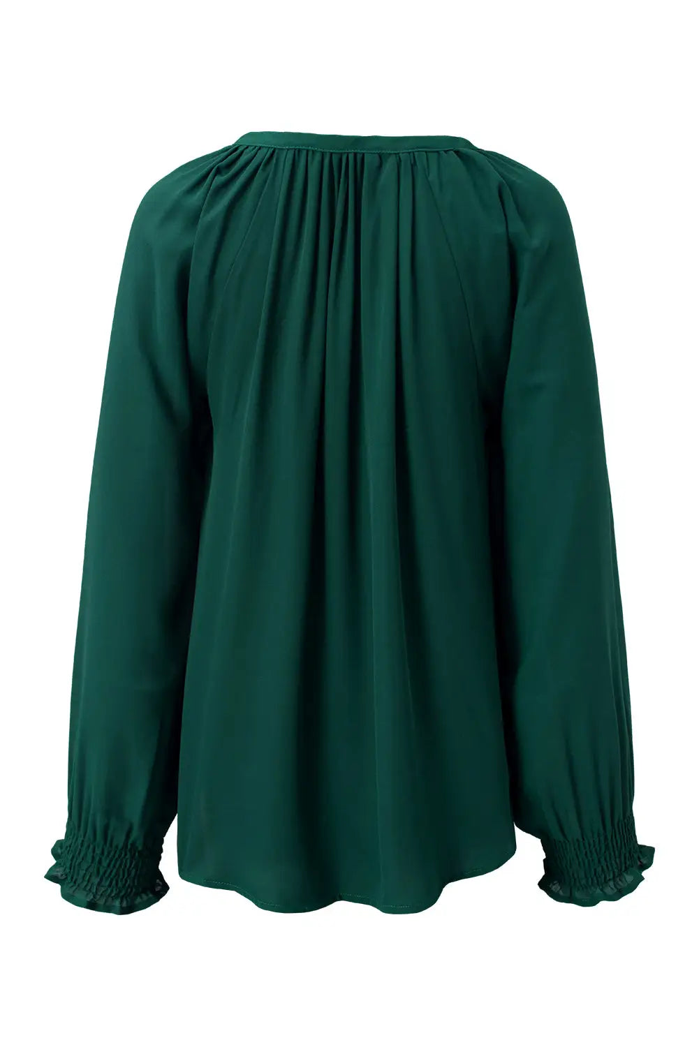 Rose pleated v neck puffy sleeve blouse - tops