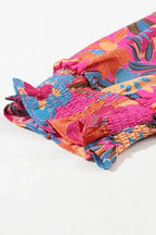 Rose Plus Floral Frilly Neck Blouse - Fashionfitz