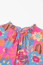Rose Plus Floral Frilly Neck Blouse - Fashionfitz