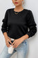 Rose red cable textured puff sleeve sweatshirt - tops