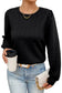 Rose red cable textured puff sleeve sweatshirt - tops